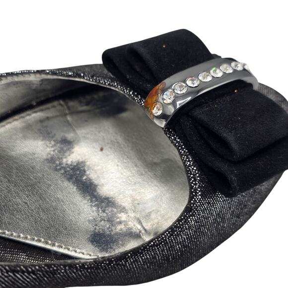 Nina New York Frosti Black Silver Bow Rhinestone Peep Toe Heels Size 9 Pumps main image 8